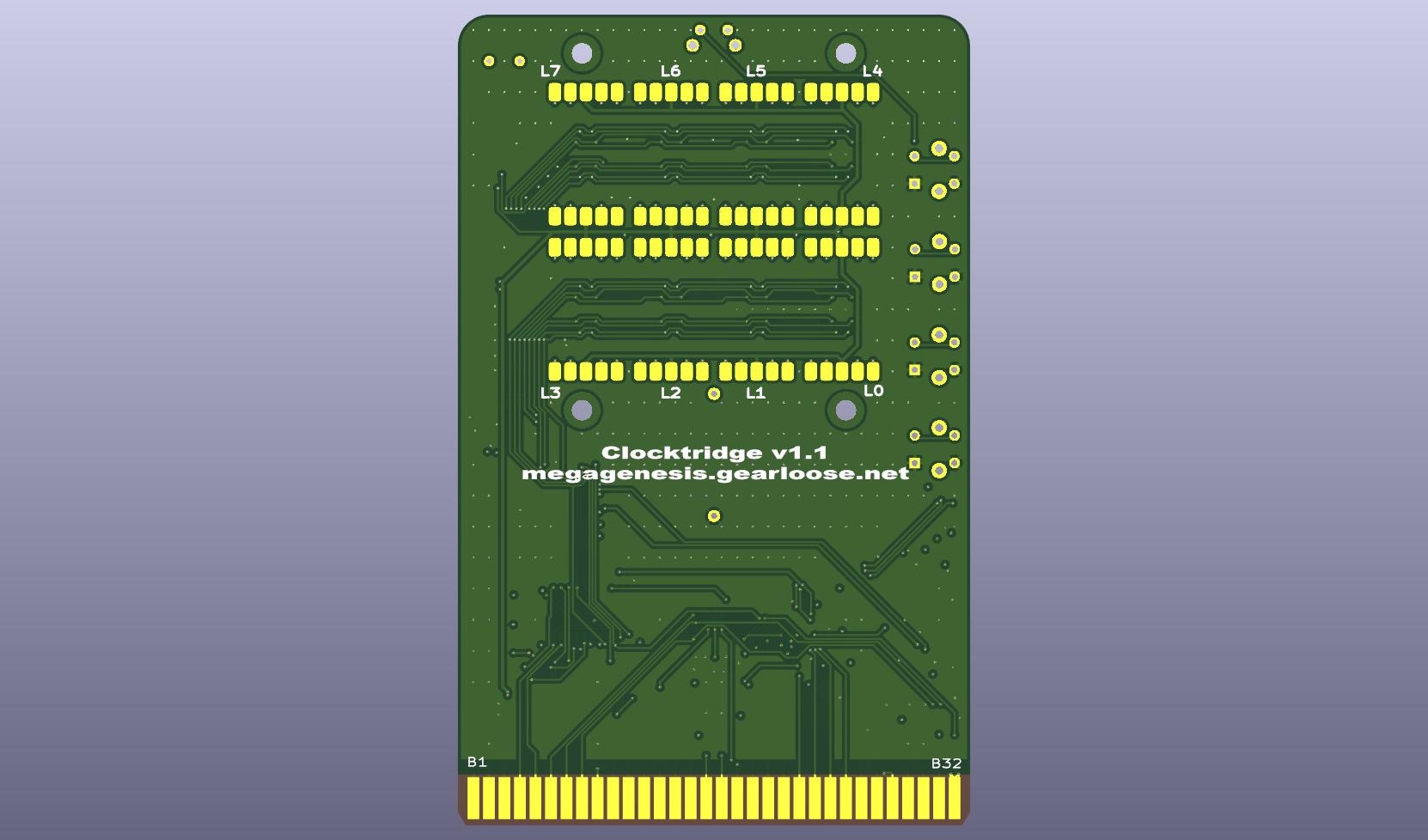 Clocktridge PCB render back