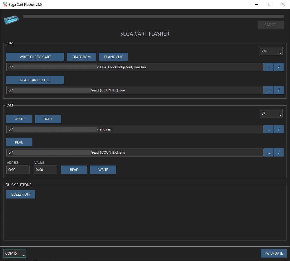 Cartridge flasher GUI